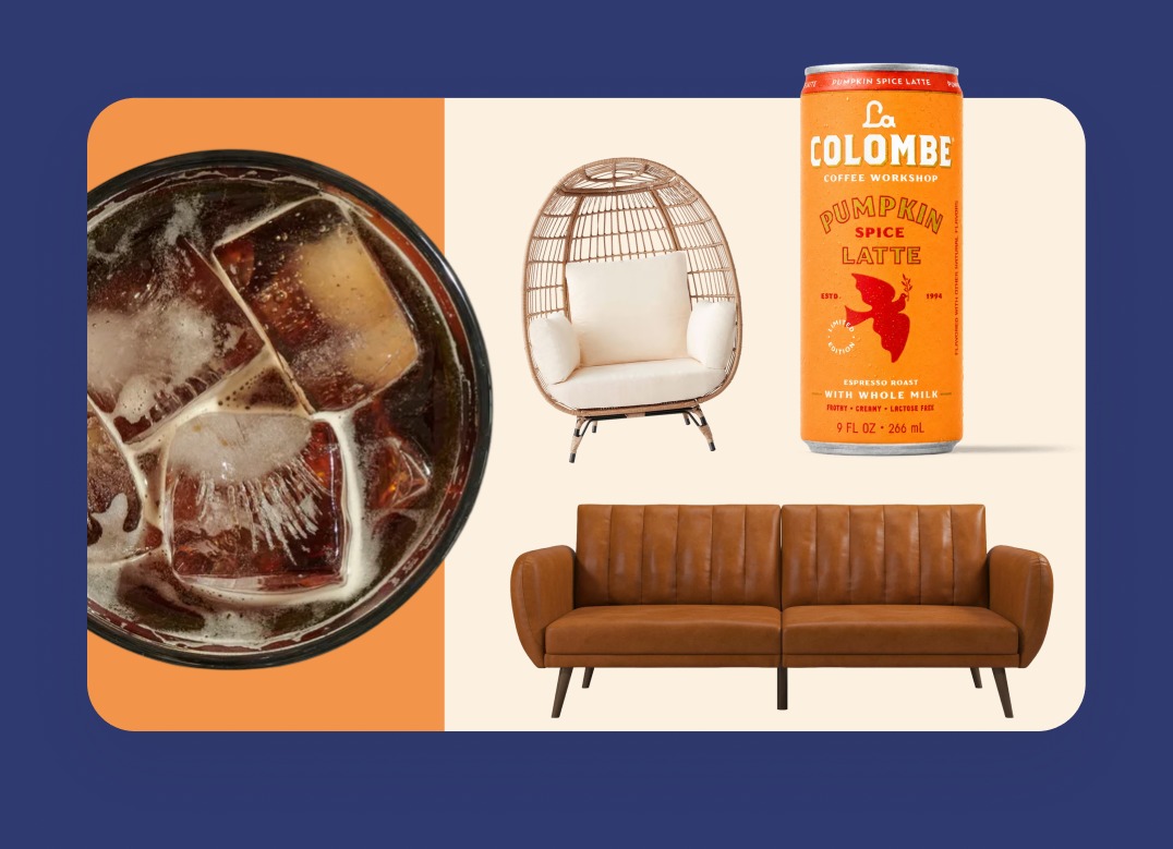 A parent lounge with a long work bar, stools, a round table and a hanging egg chair