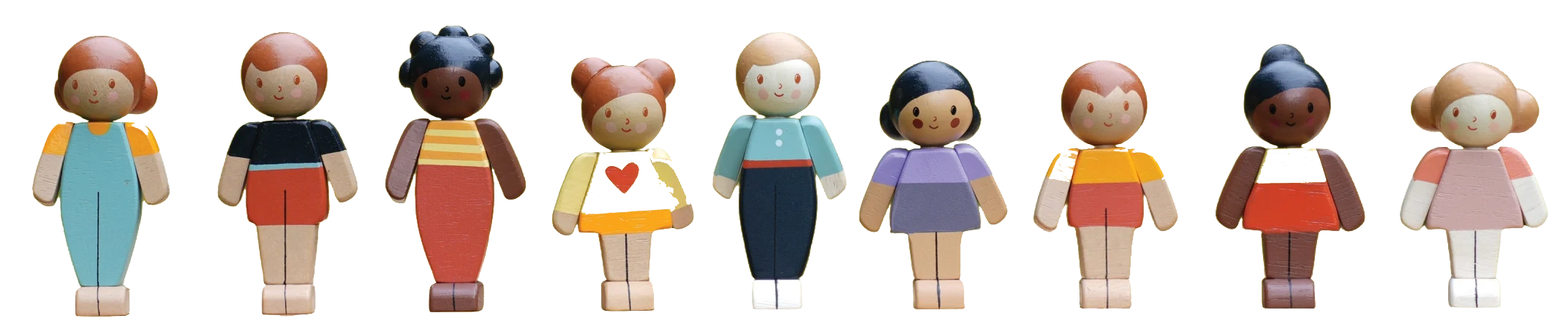 An illustrated row of children and grown-ups standing together